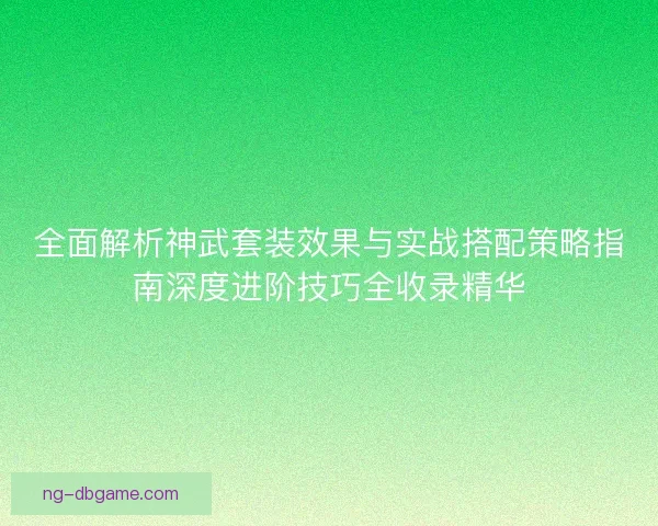 全面解析神武套装效果与实战搭配策略指南深度进阶技巧全收录精华