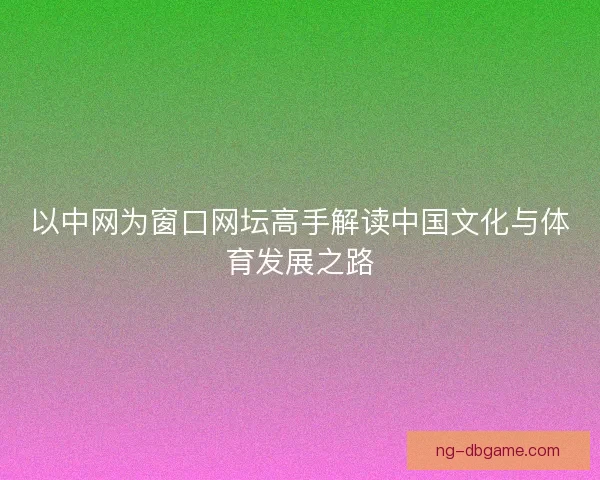 以中网为窗口网坛高手解读中国文化与体育发展之路